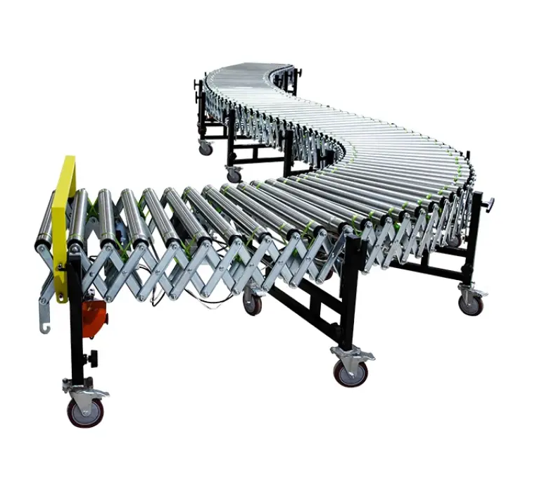 LIANGZO electric power retractable flexible expandable roller conveyor for sale model: LZGD-1200-600-9