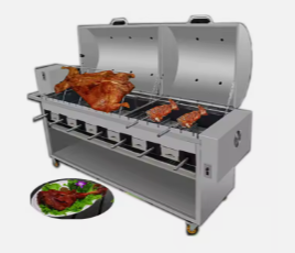 Restaurant outdoor trolley rotary rotating chicken grill automatic auto gas electric charcoal kebab lamb BBQ grill machine