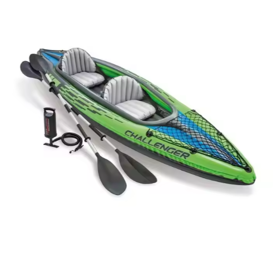 Intex 68306 Inflatable Kayak Two Person Challenger K2 Kayak with Paddles and Air Pump for Outdoor Sports Fishing Canoe