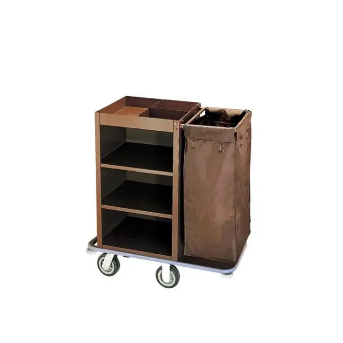 Metal 50kgs capacity durable housekeeping cart with 4 castors for hotel room