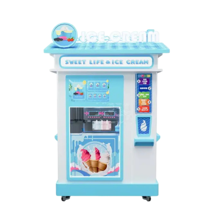 Mobile Self Service Smart Robot Coin Operated Soft Ice Cream Unmanned Novelty Vending Machines Fully Automatic For Business