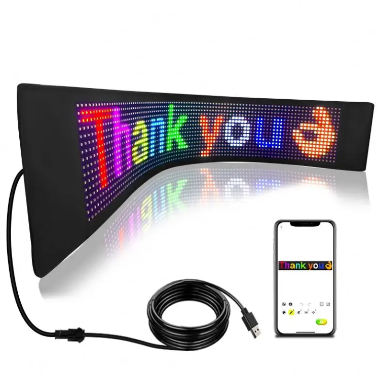 Outdoor Waterproof RGB Full Color LED Display Panel Programmable Scrolling Message  LED Screen for Road Window Ad Business