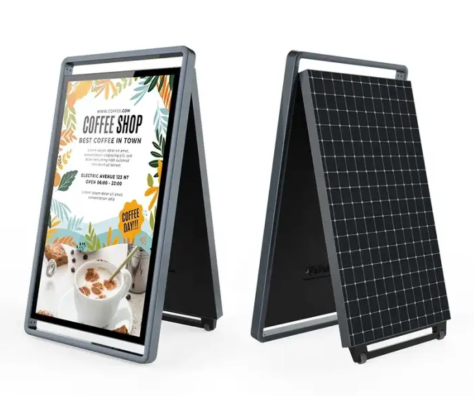 Portable Solar Panel Battery Powered Digital Poster Outdoor Digital Signage Solar Energy System Smart TV Advertising Screen