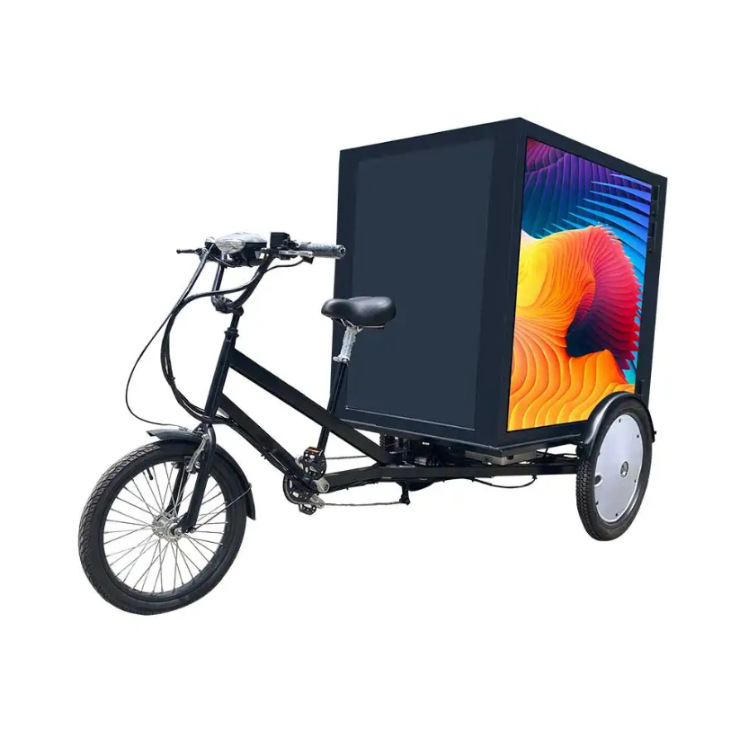 Outdoor Mobile LED Advertising  Mini LED Advertising Bike With Three Sides LED Screen