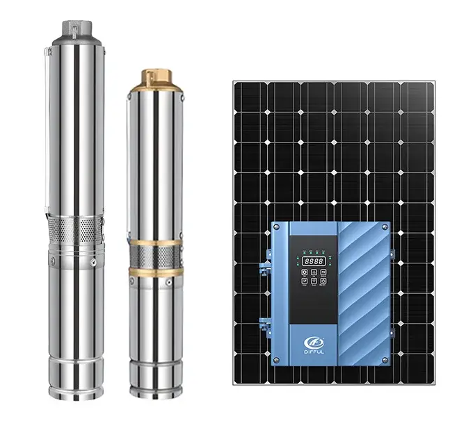 Ac Dc Hybrid Submersible Solar Powered Pump 100m