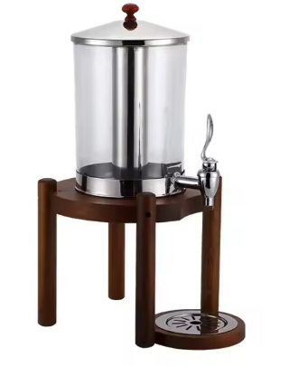 Luxury Design 14L Double Stainless Steel Juice Dispenser With Sapele Wooden Base Catering For Restaurant