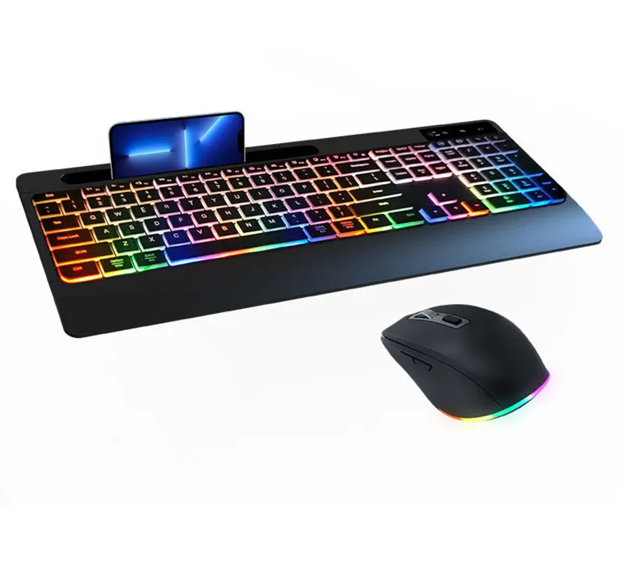 Hot Wireless Keyboard And Mouse Combo OEM ODM Office Waterproof Silent Computer LED RGB Backlit Mouse &amp; Keyboards Mouse