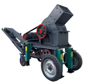 Small portable mobile stone rock hammer crusher grinder with diesel engine