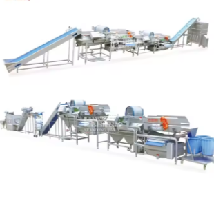 Automatic frozen fruit and vegetable production line  Washing Drying Line Frozen Vegetable Washing Processing Line- Washer and Cutter only  JX-CM-2000 - JX-VC-000