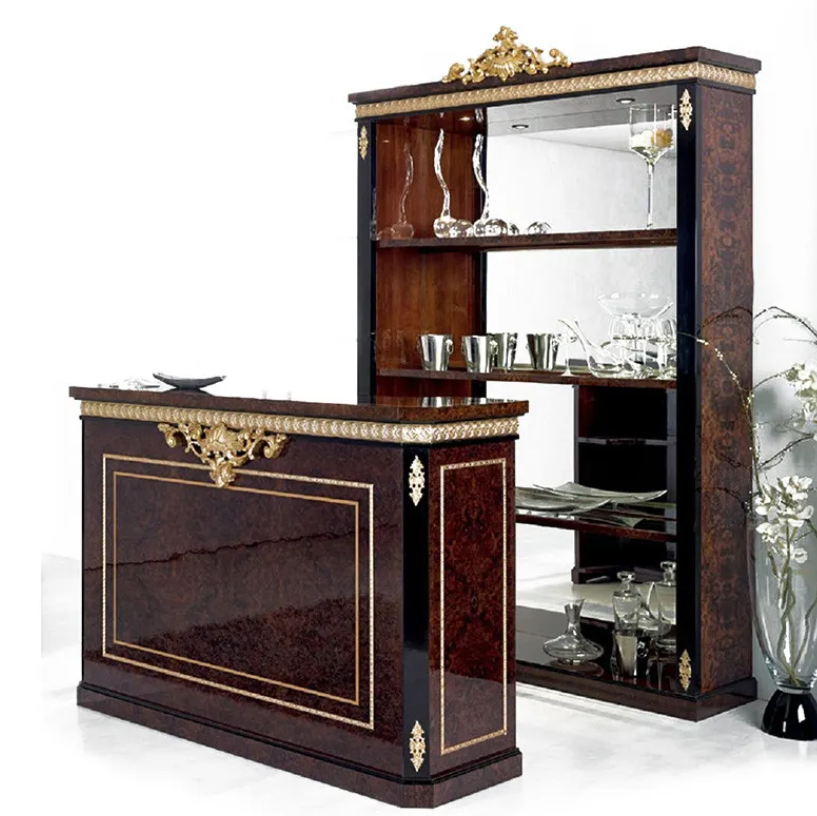 Classic Solid Wood Bar Counter for Home Wine Cabinet