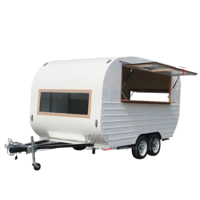 Wecare Mobile Cocktail Bar Trailer White Coffee Shop Pizza Dessert Cart Foodtruck Mobile Beer Drink Fast Food Truck