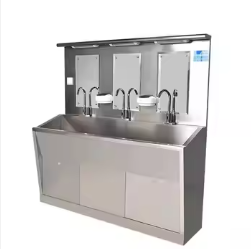 STAINLESS STEEL 304 HOSPITAL OPERATING ROOM MULTI USER 3 STATION HAND WASH SINK