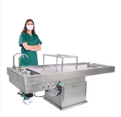 Metal Forensic Postmortem Mortuary Dissection Adjust Electric Morgue Cadaver Autopsy Table with Sink Manufacturers