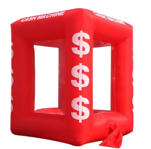 Inflatable Cube Cash Money Catching Grab Machine Booth