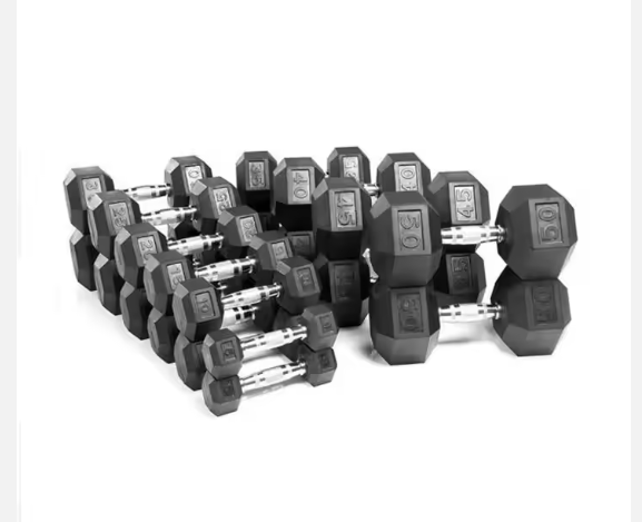 Wholesale gym Fitness Rubber Hex Dumbbell 5-50 Lbs Kg Pounds Cast Iron Hexagon Dumbbell Set