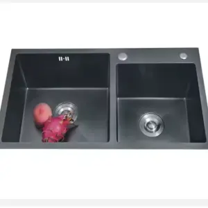 Handmade kitchen sink 304 stainless steel Black color sink double bowl sink