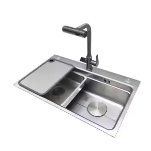 Hand Made Stainless Steel 304 Nano Coated Luxury Smart Waterfall LED Light Fregadero Acero Inoxidable Kitchen Sink