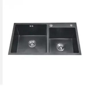 304 Stainless Steel Double Bowl Kitchen Sink Square above Counter Installation with Counter Top Installation