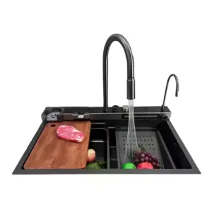 Modern 201/304 Stainless Steel Single Kitchen Sink New Trendy Rectangular Design Handmade Undermount Apron Front Smart