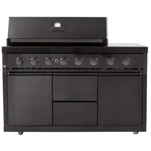 Stainless Steel Waterproof Modern Outdoor Kitchen Set Black BBQ Grill Island