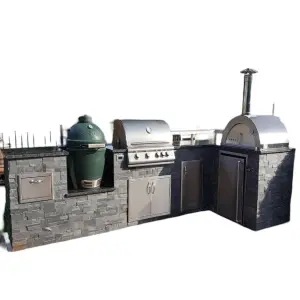 Modular Outdoor Kitchen Cabinet Garden BBQ Island With Pizza Oven and Bar