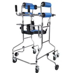 Hemiplegia Walker Stand Frame with Seat Wheel Rehabilitation Equipment Device Folding Height Adjustable Lower Limb Disabled