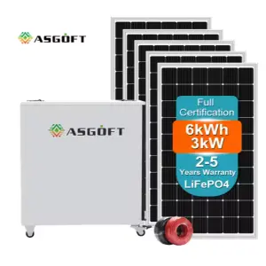 Asgoft Cheap 3000w Generator 3kw 6kw All in One Hybrid Portable Generator Energy Lifepo4 Battery Home Power Station Solar System