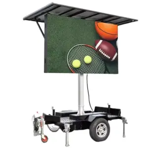 JCT Energy Saving Advertising Mobile Trailer Led Tv Screen with Solar Panels and Battery Management