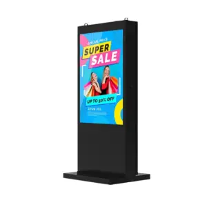 Waterproof IP65 Outdoor Advertising Equipment 43 49 55 Inch Floor Stand Digital Signage for Bus Stations and WiFi Totems