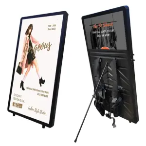 High Resolution LED Display Light Box Rectangle Shape Digital Signage Walking Billboard Backpack Scrolling Screen Advertising