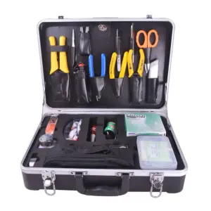 Softel 34 in 1 FTTH fiber optical kit professional optic tool box network tool kits with tweezer microscope stripper