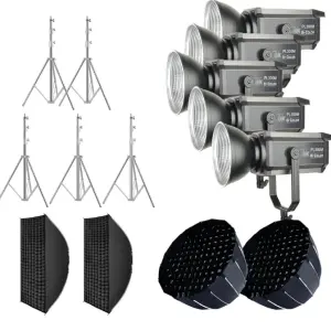 LED Streaming Light Set 5 pcs 300W LED COB Photography Light with Softbox and Tripod Stand for Beauty Live Stream