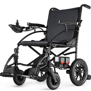 Portable Electric Wheelchair Lightweight Aluminium Foldable Design with Pull-Out Battery for Physical Therapy