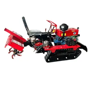 Small Crawler Tractor with Cultivator and Bulldozer for Paddy Field Rubber Tracks Rotary Tiller