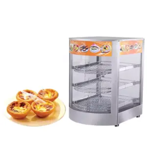 Three-tier Food Warmer Tray Glass Insulation Cabinet Easy-to-Operate Pie and Cake Heating Display Case