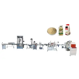 Industrial Automatic Spice Powder Bottle Filling Line Seasoning Jar Capping Labeling Machine With Engine Core Plastic Packaging