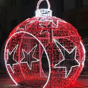 Giant 3D Outdoor Lighting Ball LED Christmas Light Walk-Through Ornament Christmas Motif Lights Commercial Decoration