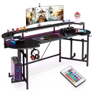 Computer Desk Computer PC Workstation Gaming Desk Table With LED Strips