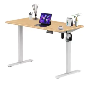 Single Motor Desk Sit and Standing up Computer Lift Tables White Frame Adjustable Height