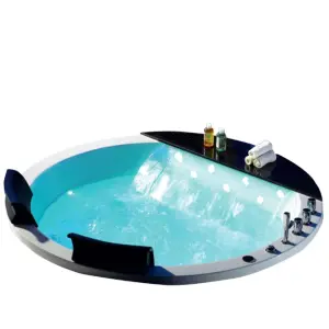 Underground Small Acrylic Bathtub Big Round White for Adults Freestanding Whirlpool with Massage Overflow for Hotels