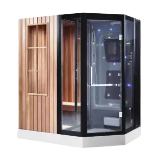 2-3 Person Dry Wet Steam Shower Room Outdoor Sauna Cabin Combos Steam Shower Full Spectrum Far Infrared Sauna Bath Wooden Room