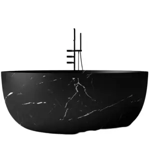 Black Carrara Color Two Person Round Resin Stone Bathtub Free Standing Bath Tub Solid Surface Acrylic Bath Tub