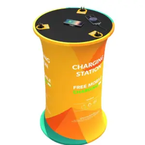 KiDiGi GYPSY Trade Show Display Tension Fabric Custom Branding Advertising Round Charging Tables for Events Party Fast Charger