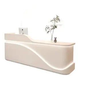 Modern White Reception Desk for Office Beauty Salon Hotel Featuring Cashier Counter Made of Wood Also for Hospital Mall Use