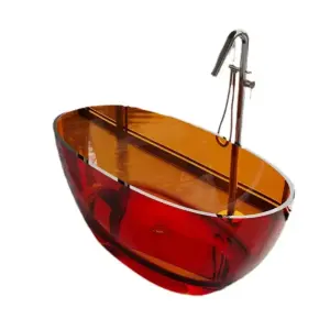 Colorful Hotel Bathroom Freestanding Resin Bath Tub Transparent Bathtub Resin clear Bathtub