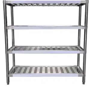 Stainless Steel Commercial Shelf 4-Tier Shelf Rack Display and Storage for Vegetable Display