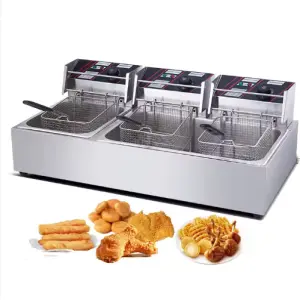 Commercial Stainless Steel Restaurant Potatoes Frying Machine Automatic Electric Gas Deep Oil Fryer for Fried Chicken