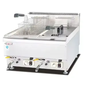 Commercial Stainless Steel Counter Top Deep Fryer 2 Basket Chicken LPG Gas Fryer Machine