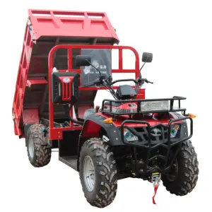Four-wheeled Farmer Off-road Motorcycle ATV with a Bucket and Agricultural All-terrain Desert Farm Utility Vehicle
