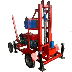 Portable Wheeled Mini diesel Hydraulic Water Well Drilling Rig for Home Use